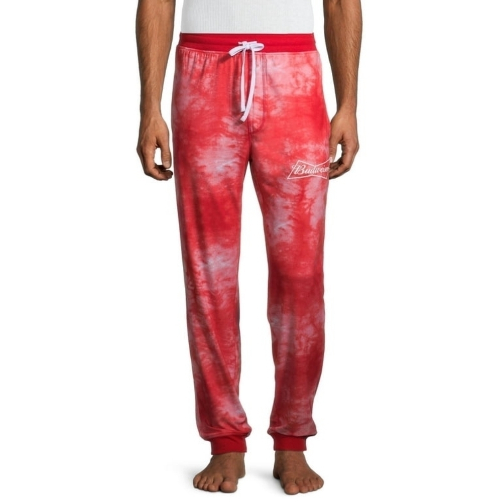 Budweiser Men's Size Small Red Tie Dye Drawstring Jogger Pajama Pant Pockets
